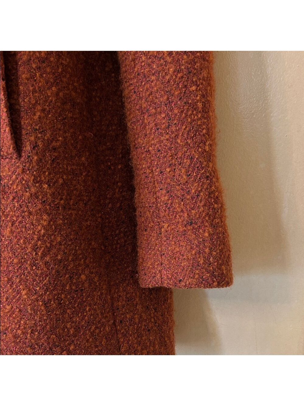 Zara Rust Brown Double-Breasted Boucle Pea Coat size S - Picture 6 of 12